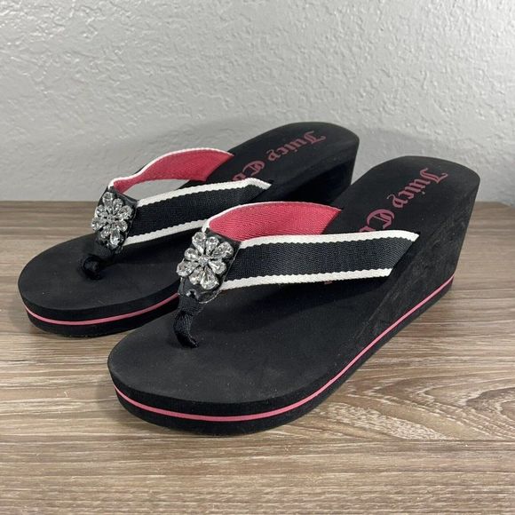 NWOT Woman JUICY COUTURE Platform Sandals Comfy RHINESTONE SIZE 7 - Picture 1 of 7